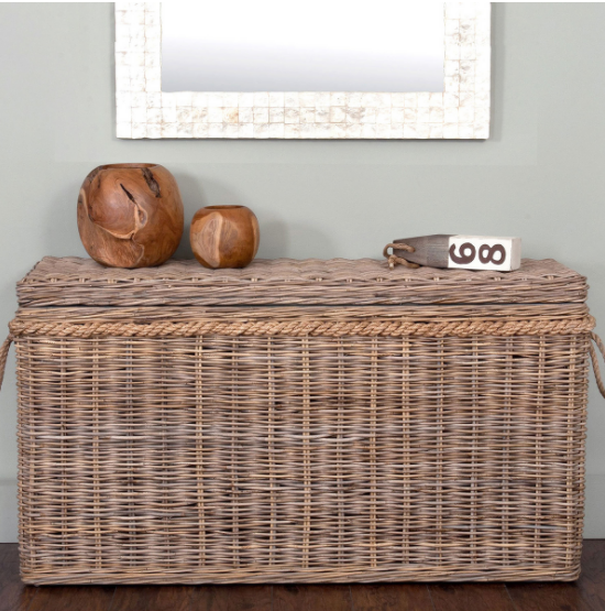 Rattan Basket Console with rope trim
