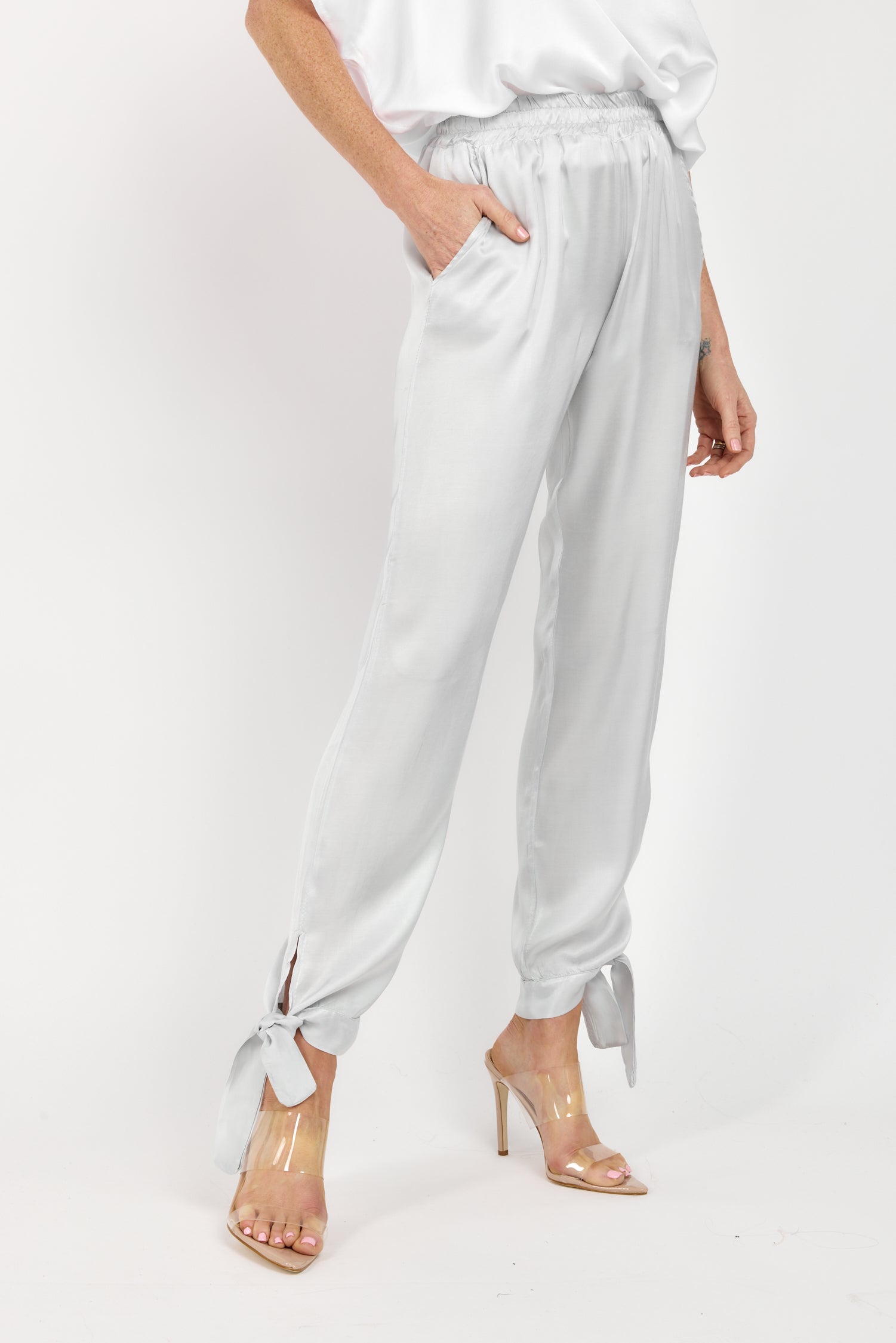 Sofia Silk Ankle Tie Pants