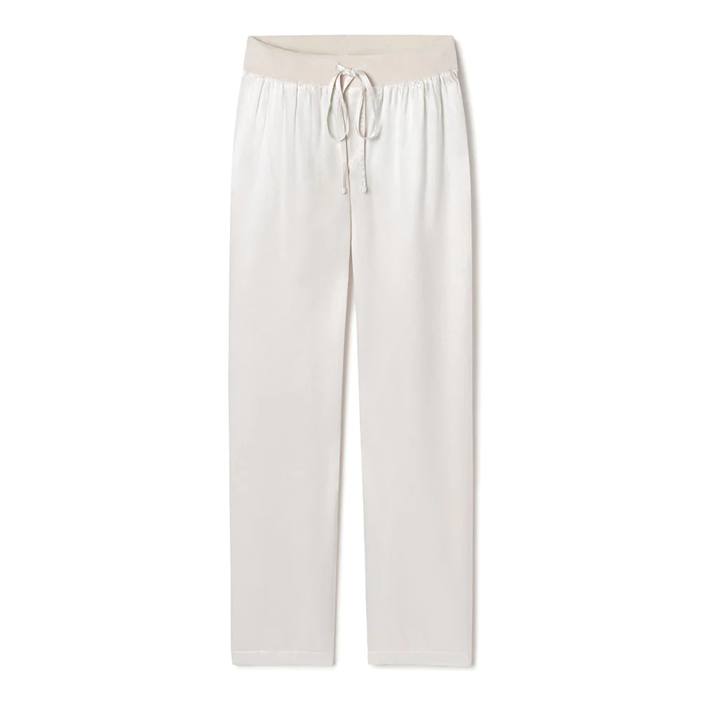 PJ Harlow - Satin Pant With Rib Waistband And Adjustable Drawstring