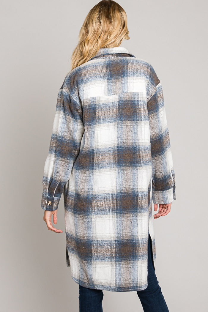 Long Plaid Flannel Shacket