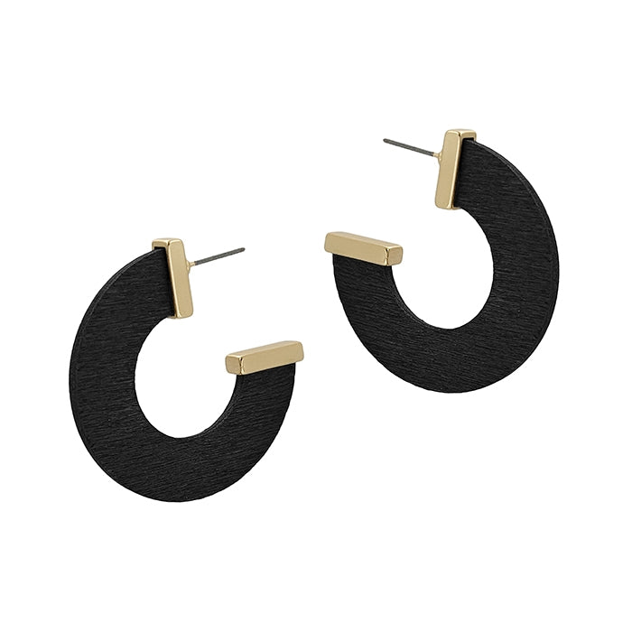 Black Wood Hoop Earrings
