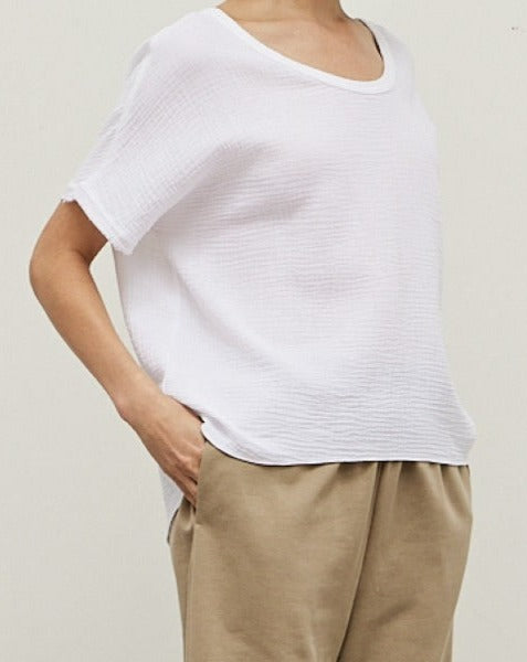 U-Neck Double Gauze White Top