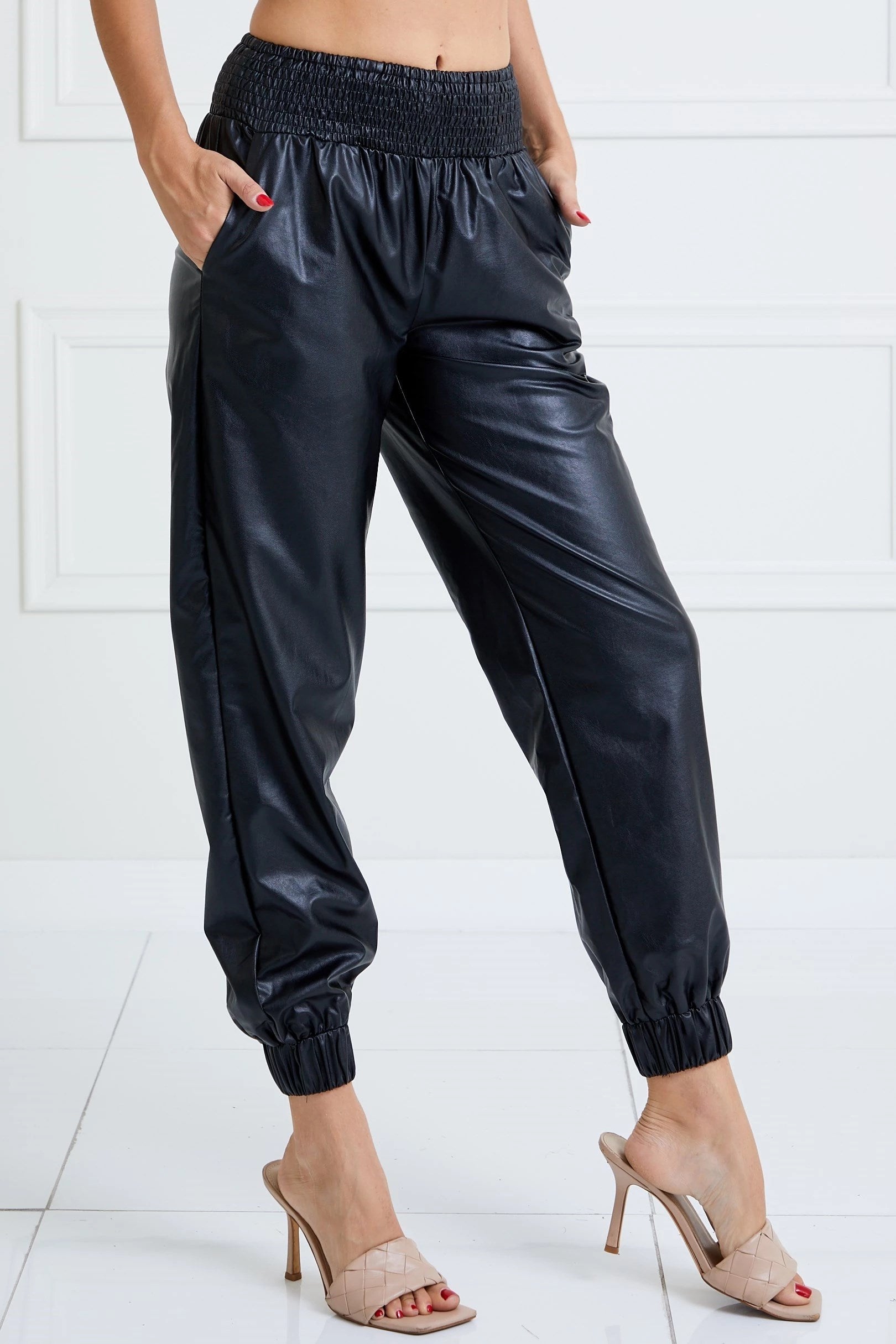 Black Faux Leather Jogger – Vanhorn Home