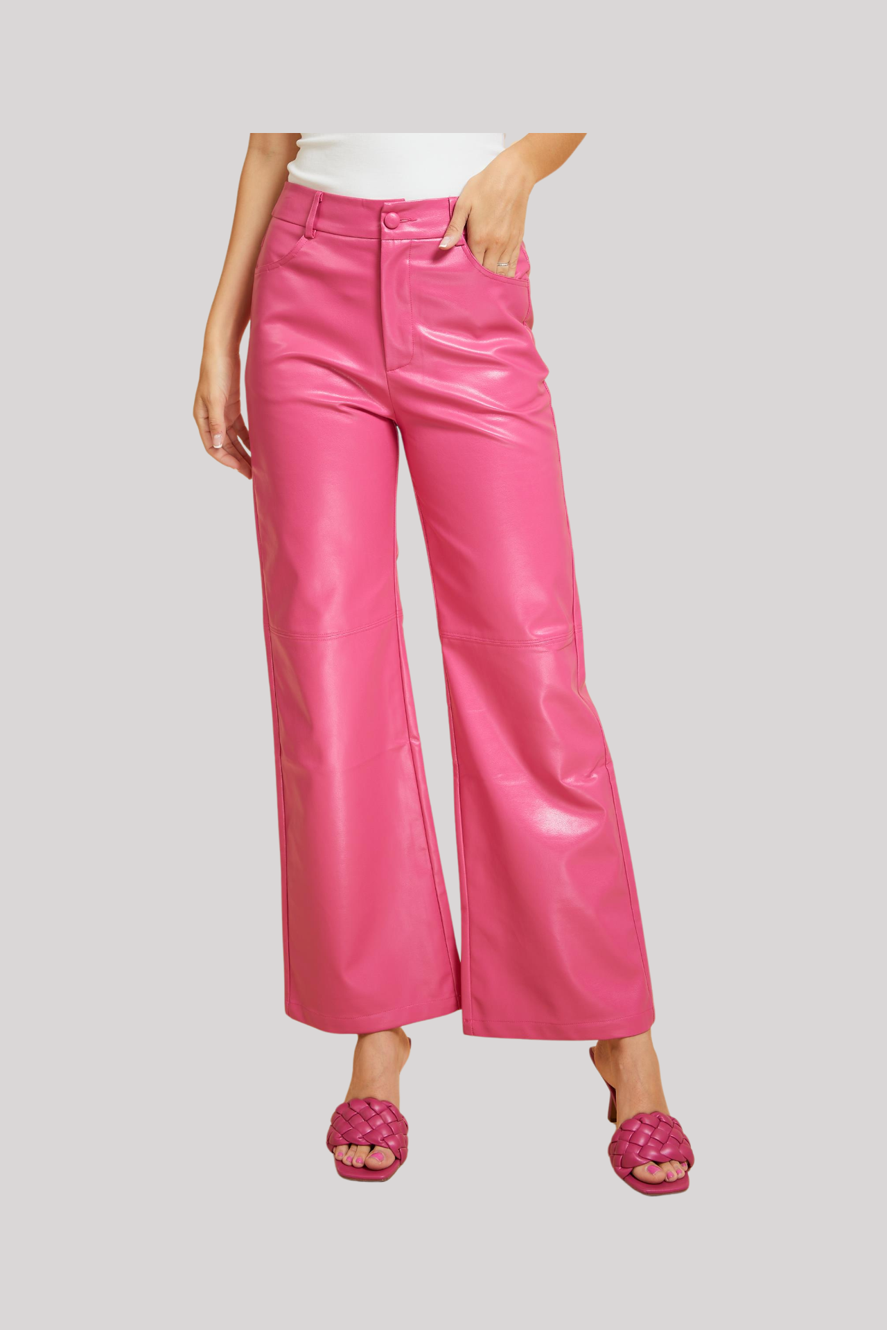 Faux Leather Straight Leg Pants