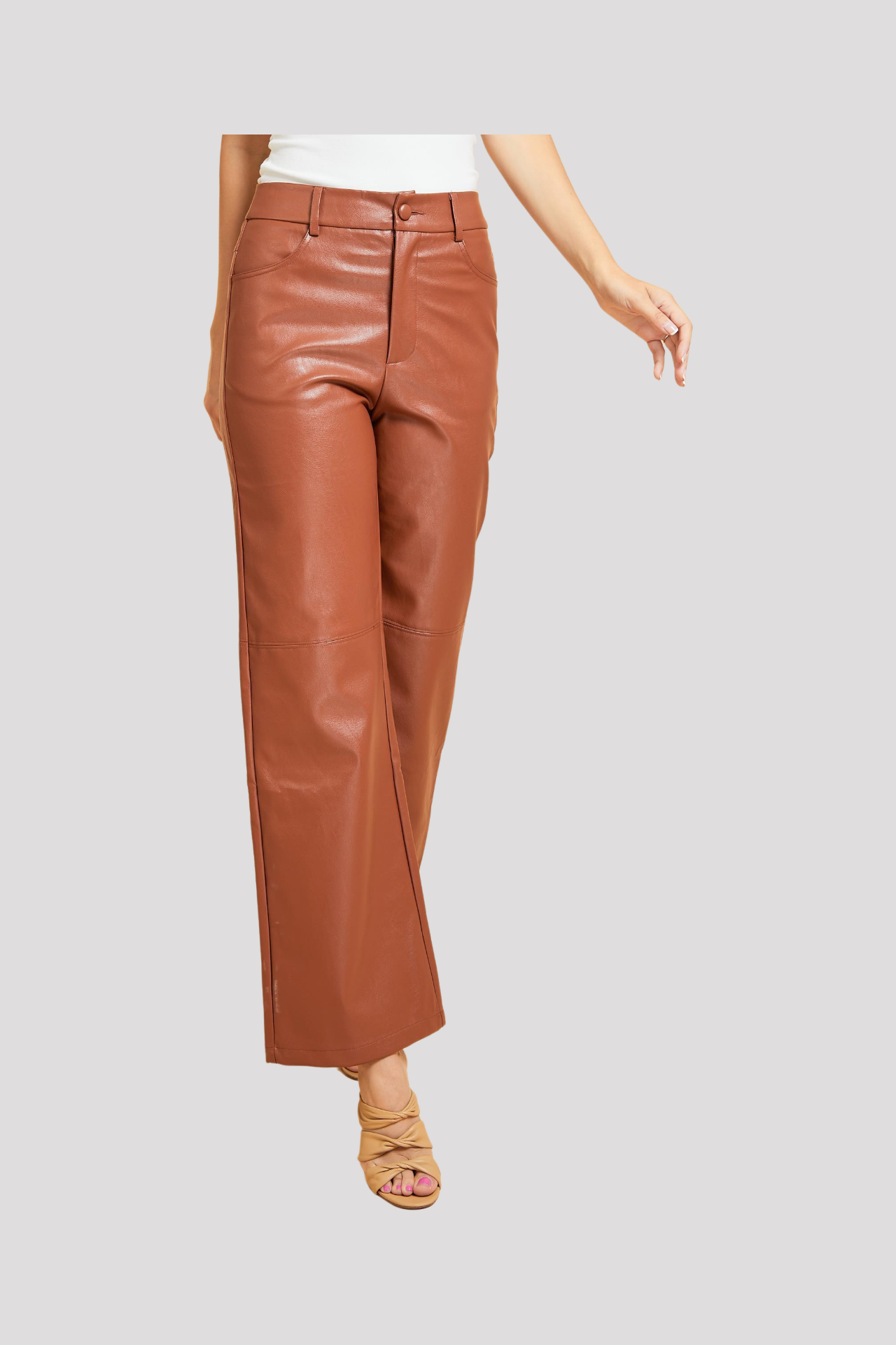 Faux Leather Straight Leg Pants