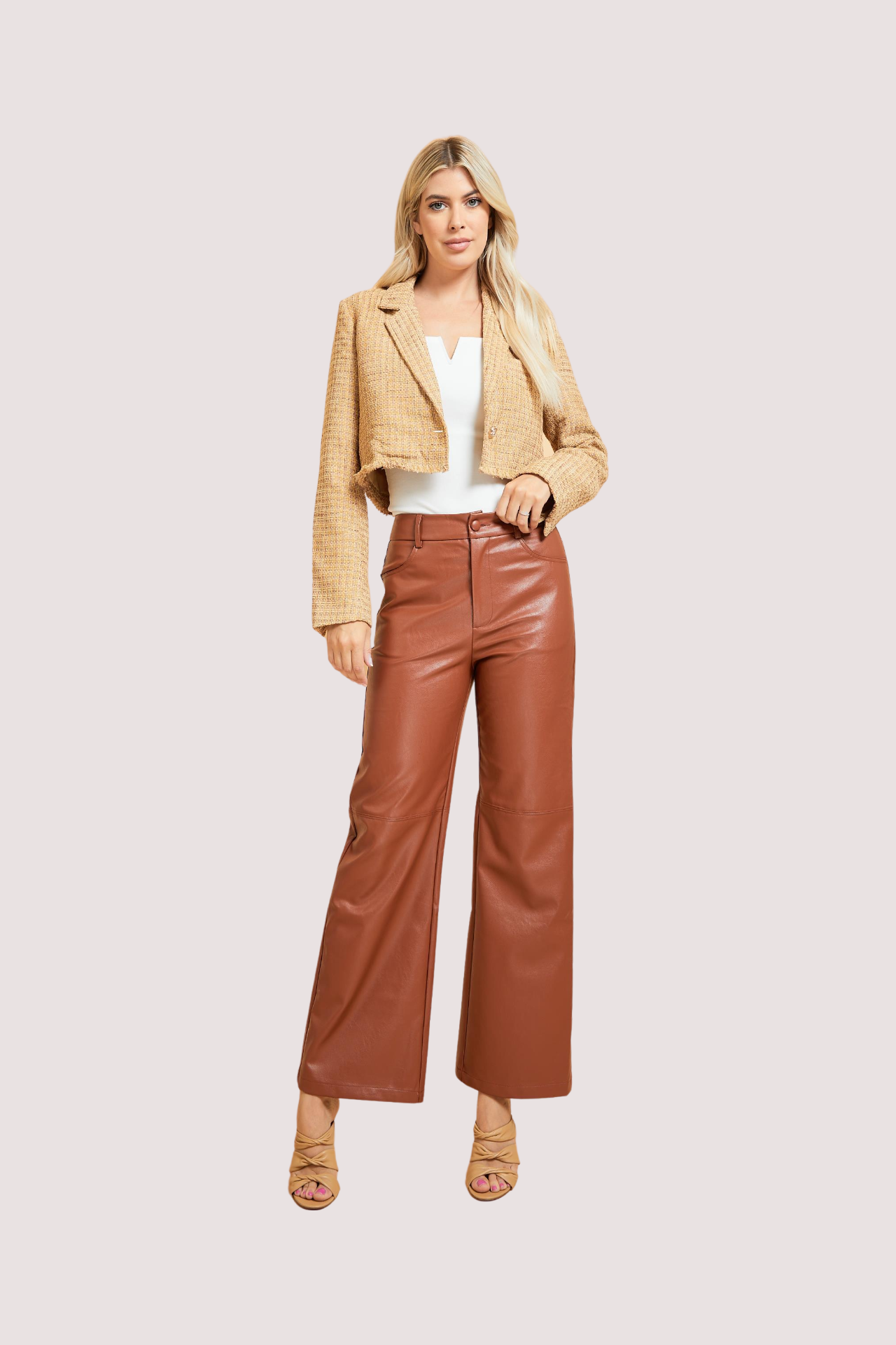 Faux Leather Straight Leg Pants