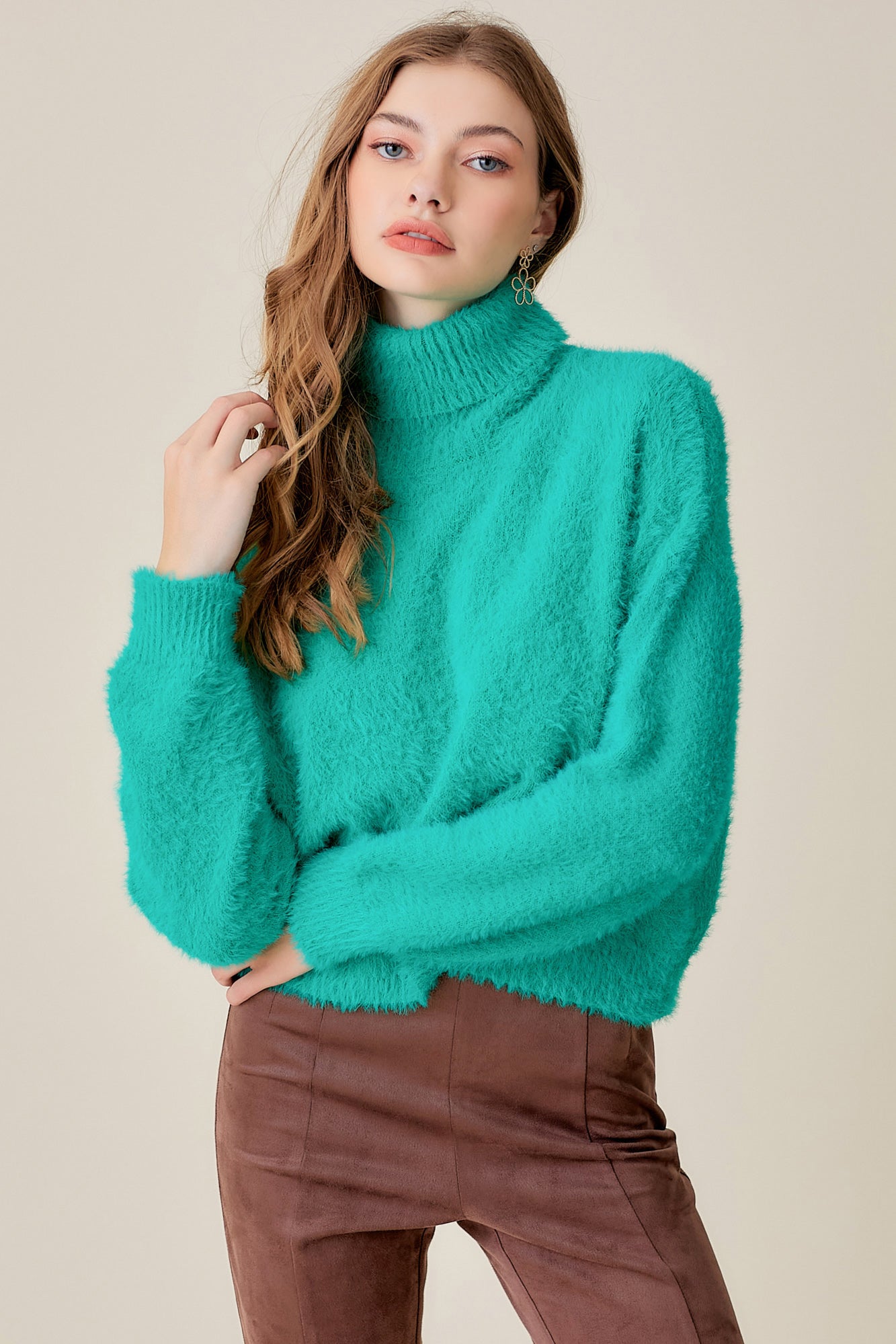 long sleeve, soft, turtleneck sweater