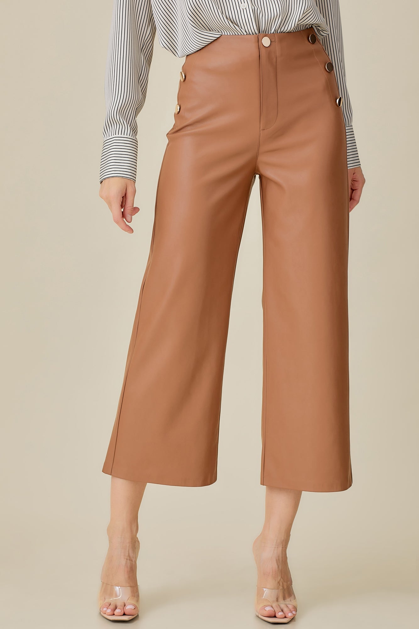 These trousers are the perfect addition to your wardrobe for any occasion. They feature brass buttons and a bootcut wide leg to show off all your statement shoes. Dressed up or down these are a instant classic.