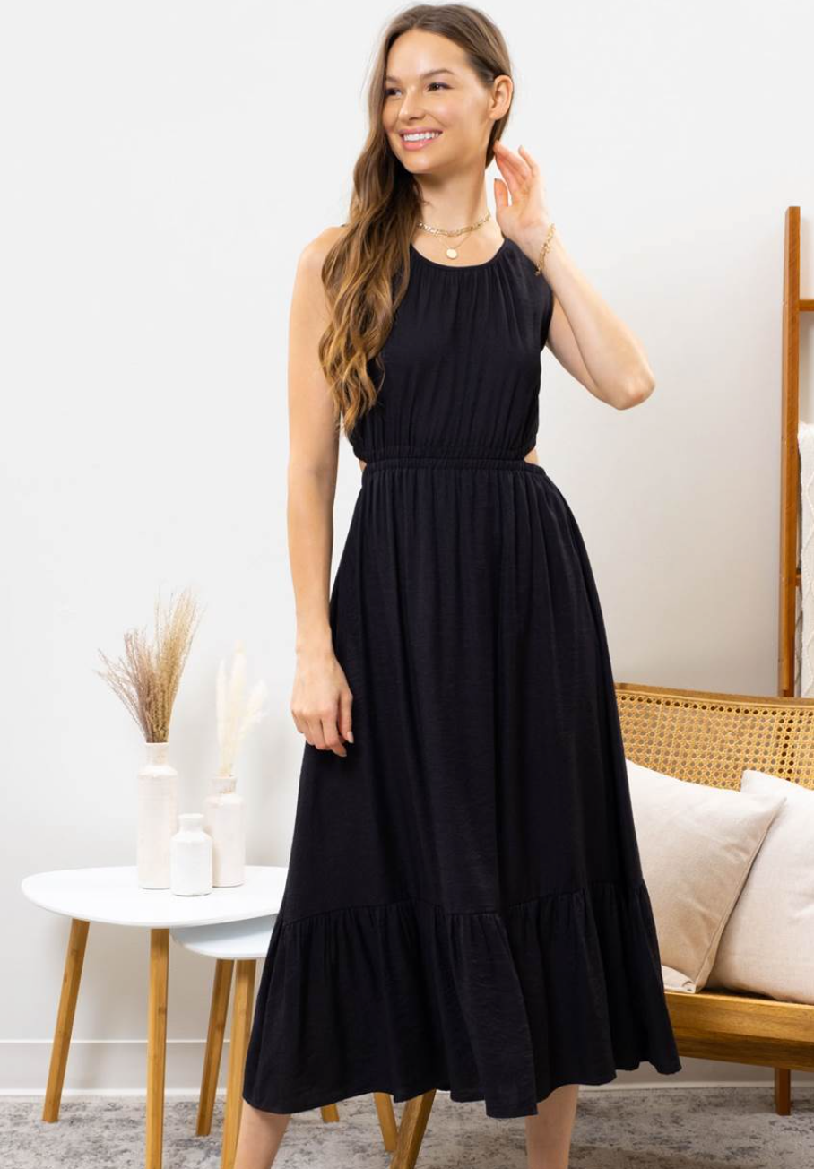 Black Open Back Maxi Dress