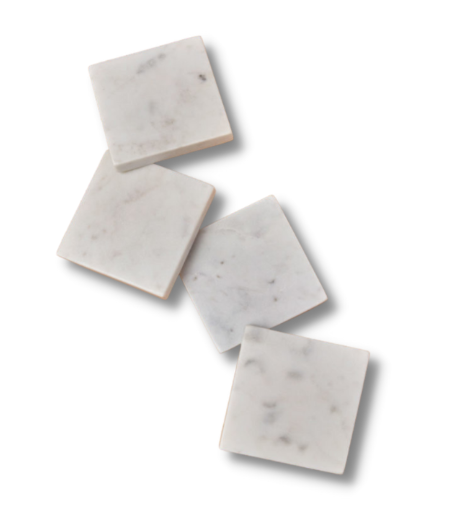 White Marble Square Coasters (Set of 4)